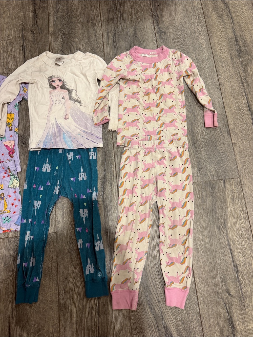 • Hanna Andersson • Set of 3 Pajamas Girls Elsa, Unicorn, Princess 3T - Picture 3 of 4